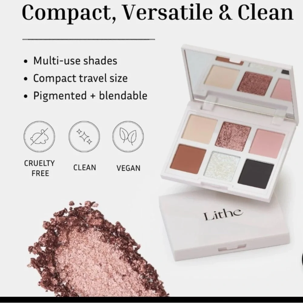 Lithe Radiant Eyeshadow Palette - Pink, Gold, White, Black, Brown